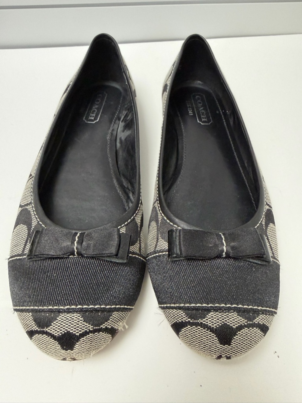 Coach Logo Canvas Ballet Flats